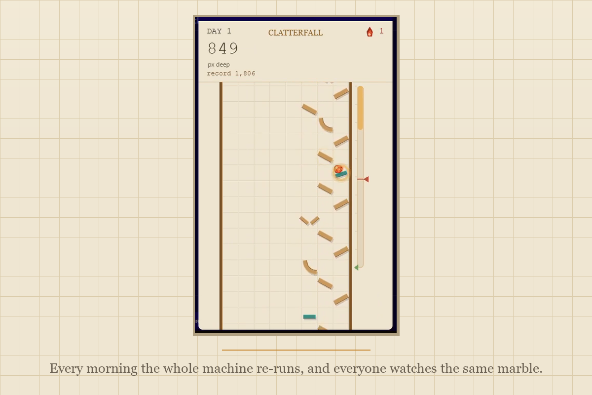 Clatterfall: A Whole Subreddit Builds One Marble Machine, One Part a Day, and Every Morning We All Watch the Same Marble