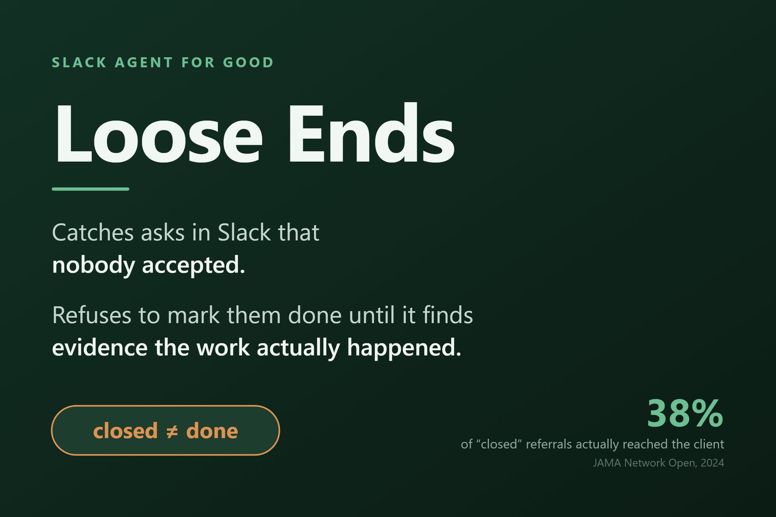 Loose Ends : l'agent Slack qui refuse de fermer une boucle tant qu'il n'a pas vu la preuve
