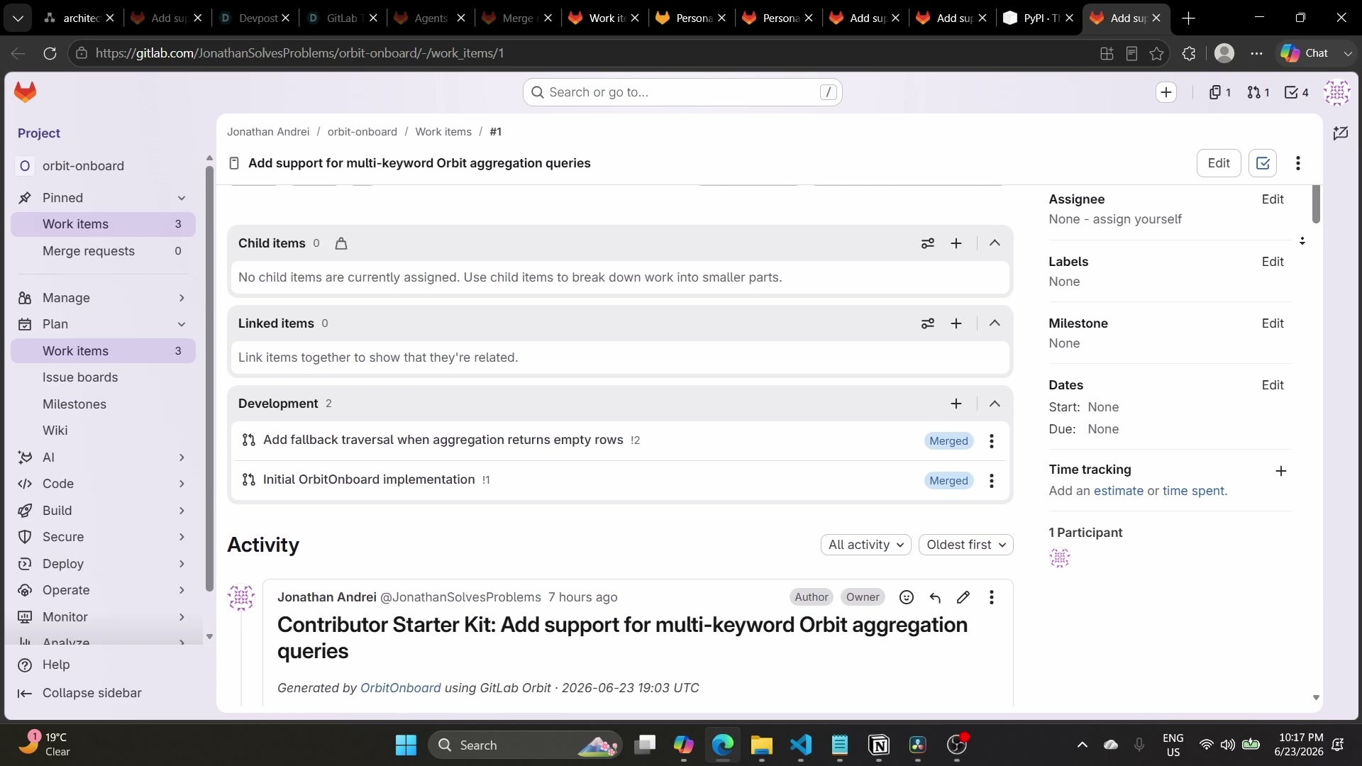 Capture de démo : la section d'ordre de lecture générée du kit de démarrage, listant les fichiers fondationnels en premier et les fichiers d'implémentation en dernier, dérivée d'un parcours du plus court chemin dans le graphe Orbit