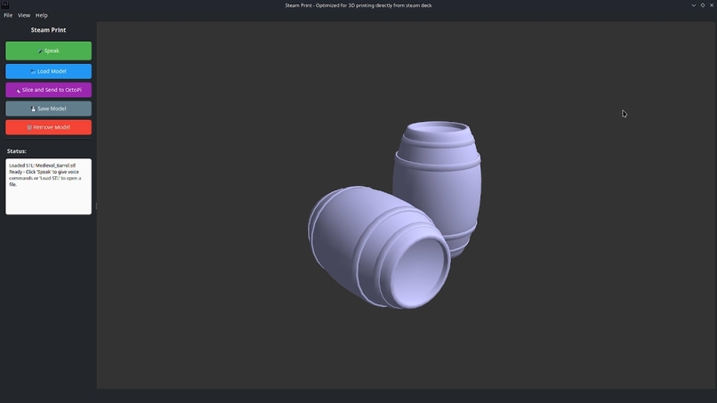 Le visualiseur STL PySide6 + OpenGL dans Steam Print